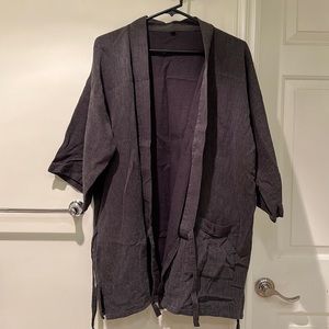 Muji Dark Gray Cotton Japanese Yukata Jacket Cardigan Size M